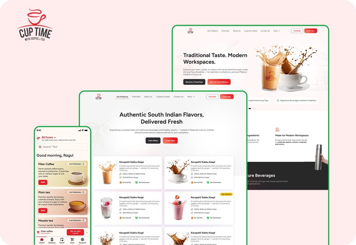 Cuptime — B2B Beverage Delivery Website