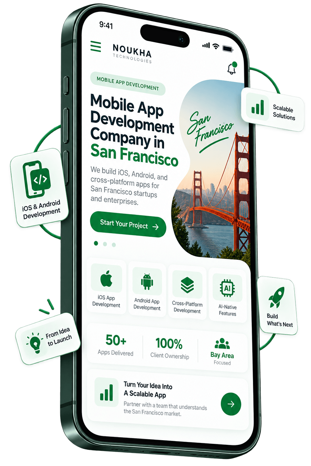 San Francisco Mobile App Development — iOS, Android, Cross-Platform and AI-Native Apps for San Francisco Startups and Enterprises